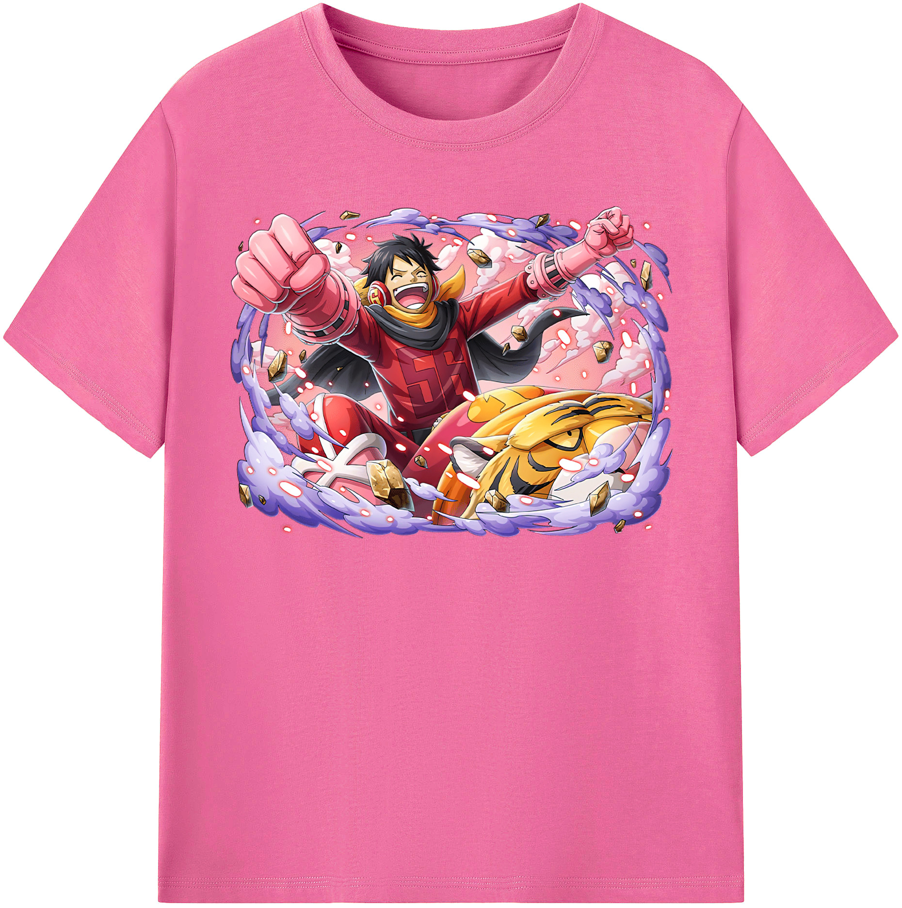 ワンピース モンキー・D・ルフィ ONE PIECE Monkey D. Luffy レディースカジュアルプリントTシャツ（綿100％）